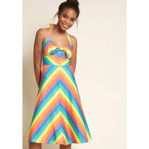 ModCloth It’s Only Bright Knit Rainbow Halter Dress